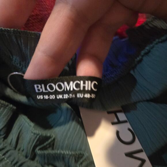 NWT BloomChic Ruffle Neck Flutter Sleeve Blouse Teal Size 18–20 - Picture 3 of 8